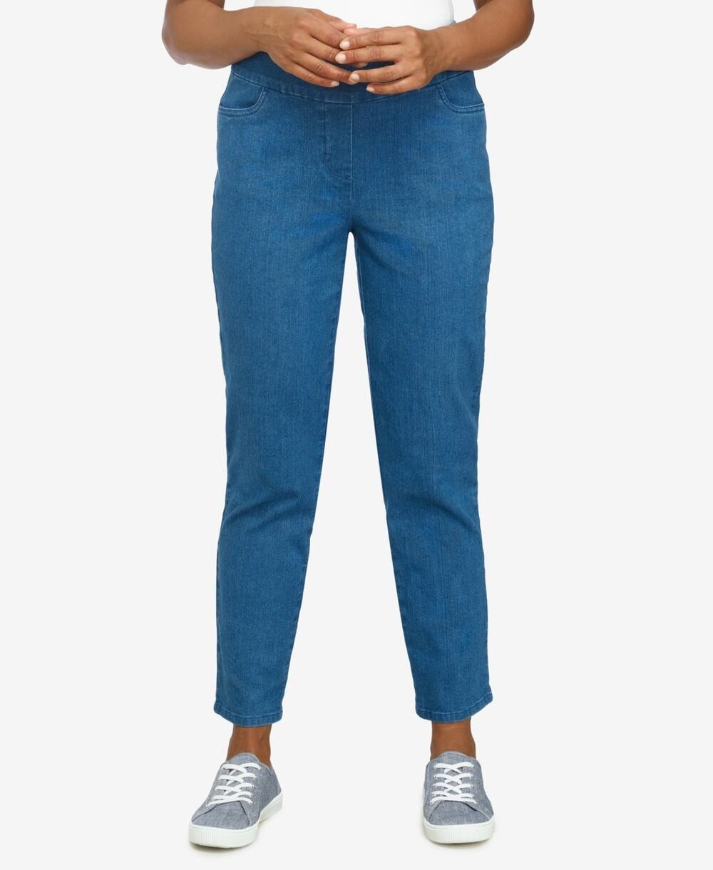 Alfred Dunner Petite Mid-Rise Pull On Straight Leg Denim Pants Size 16P 3758